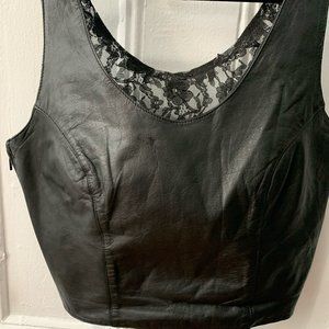 Vintage Leather & Lace Crop Tank - Zip